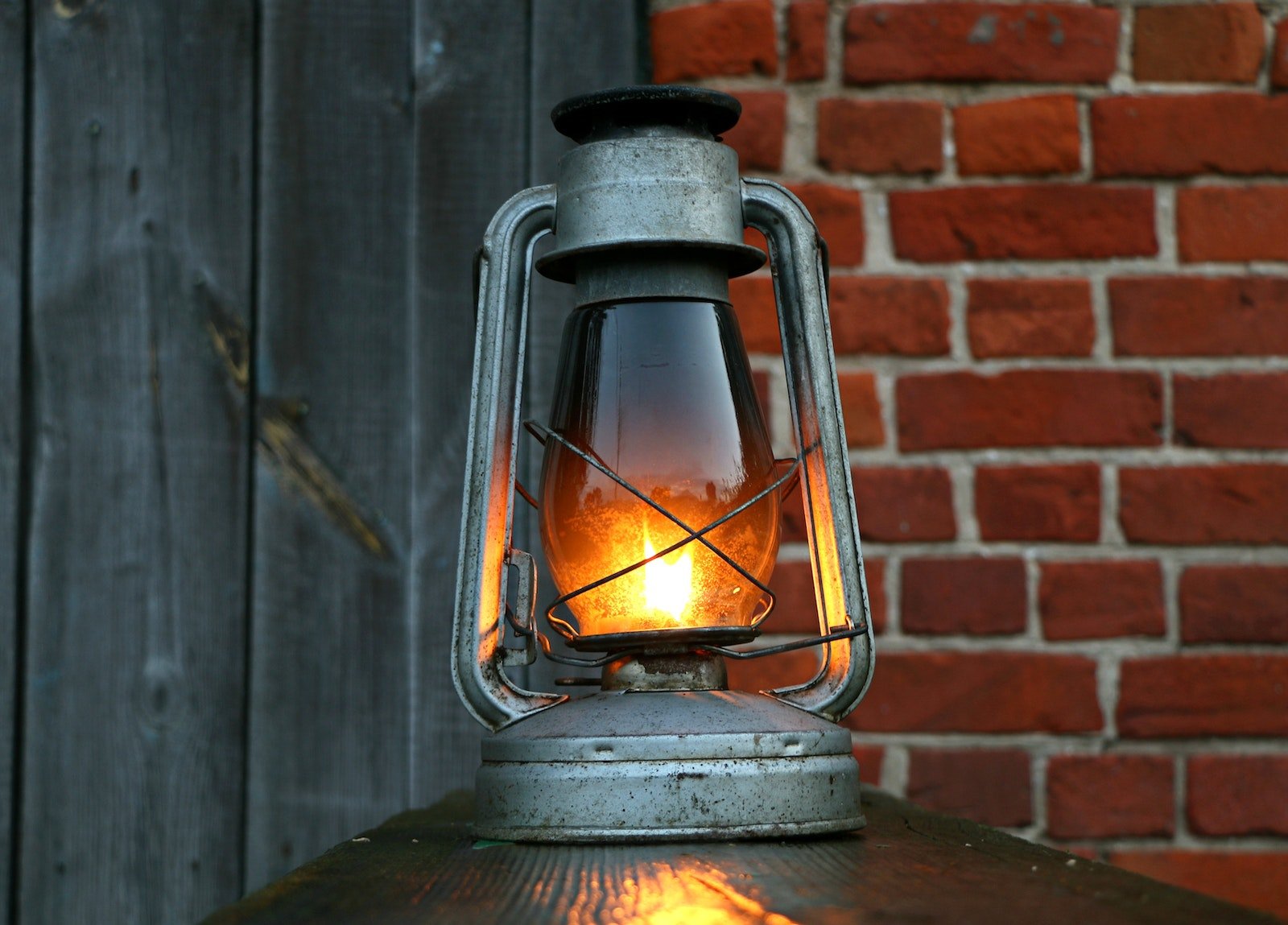 Gray gas lantern at dusk